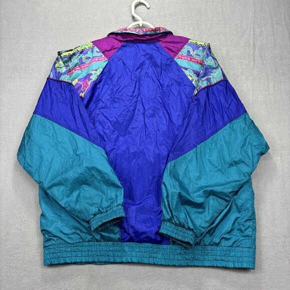 VTG Bolo Spirit Windbreaker Jacket Womens L Retro Colorful Full Zip Floral 80's - Picture 11 of 15